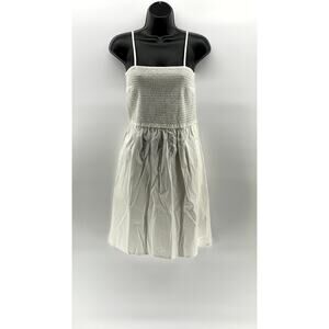 THE DROP Women's White Smocked Spaghetti Strap Fit & Flare Mini Dress SZ S